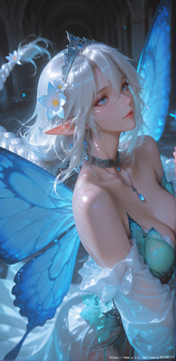 图片[35]-银发蝶翼，跃动的幽蓝倩影part1-pixiv插画-作品交流服务