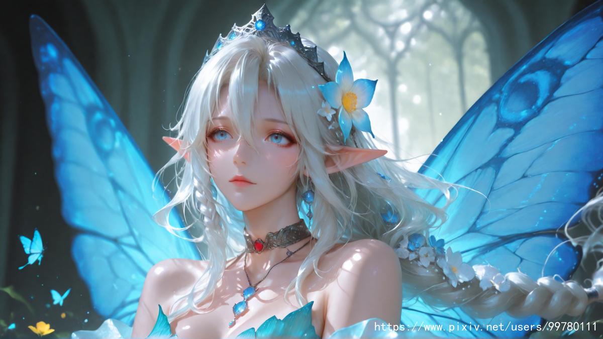 图片[37]-银发蝶翼，跃动的幽蓝倩影part1-pixiv插画-作品交流服务