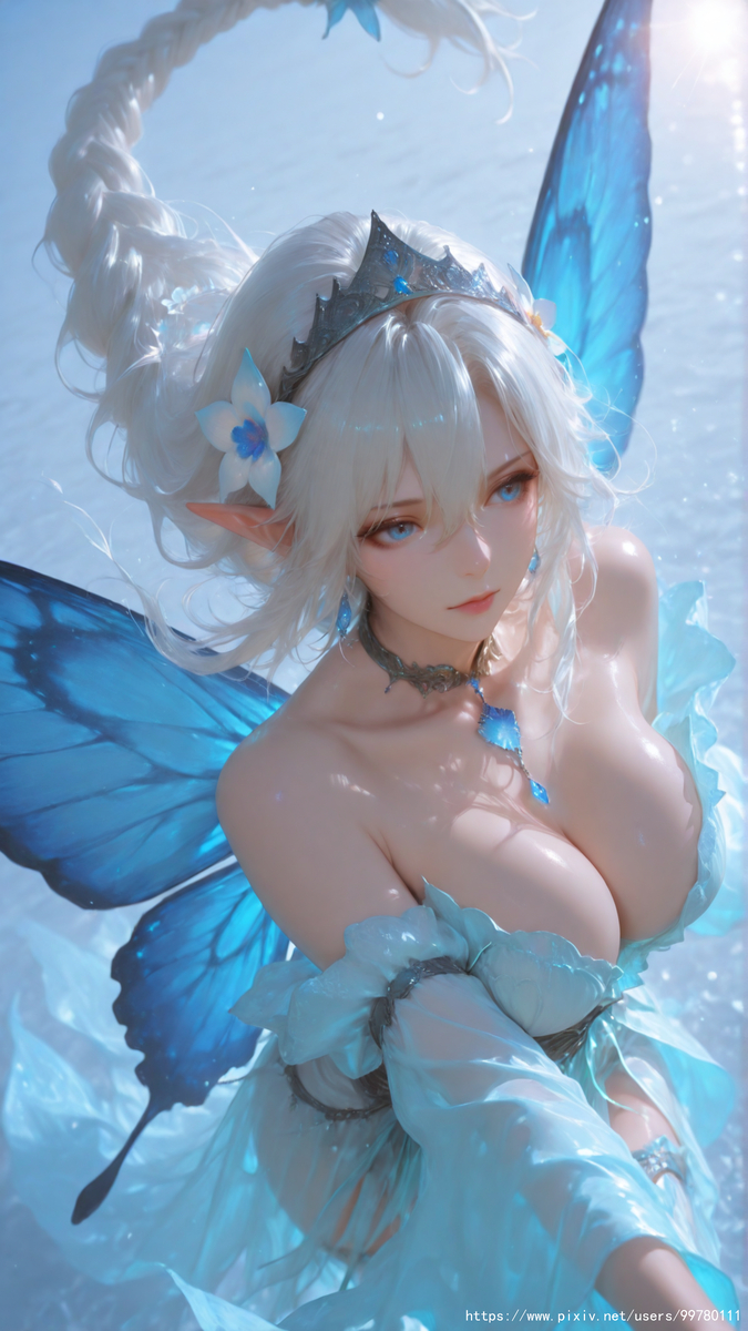 图片[39]-银发蝶翼，跃动的幽蓝倩影part1-pixiv插画-作品交流服务