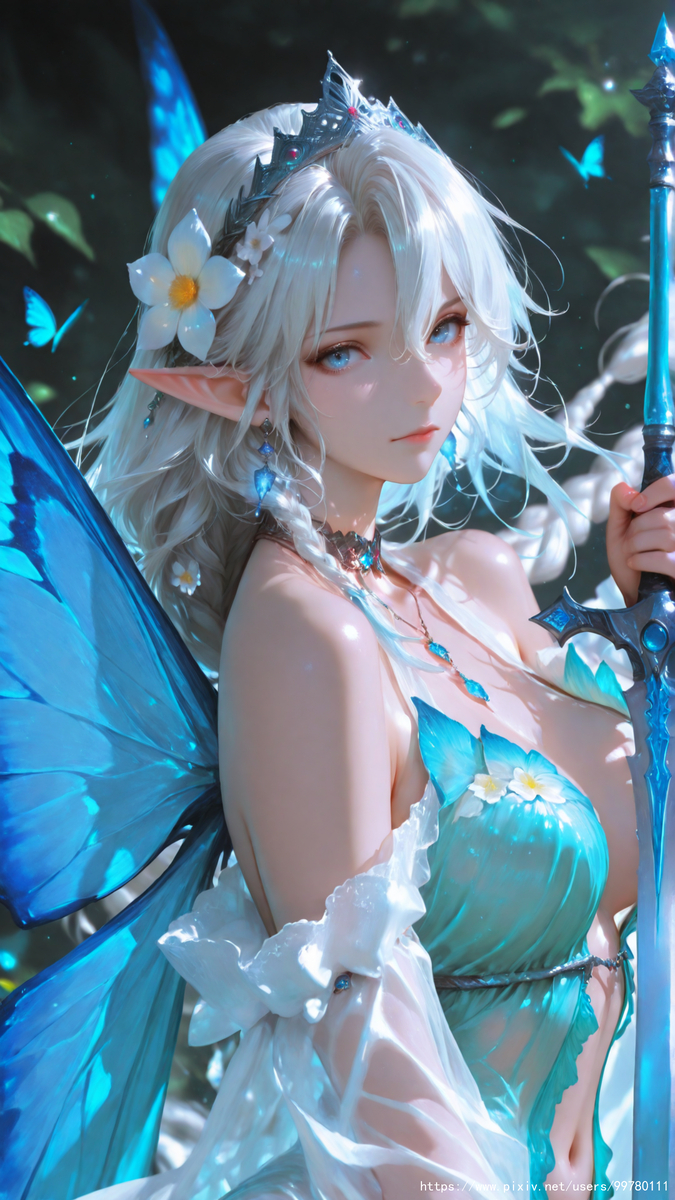 图片[41]-银发蝶翼，跃动的幽蓝倩影part1-pixiv插画-作品交流服务