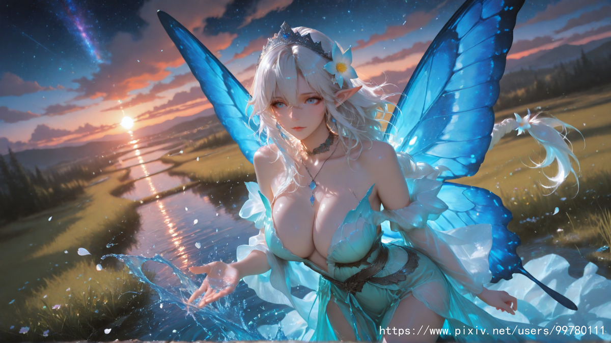 图片[6]-银发蝶翼，跃动的幽蓝倩影part1-pixiv插画-作品交流服务