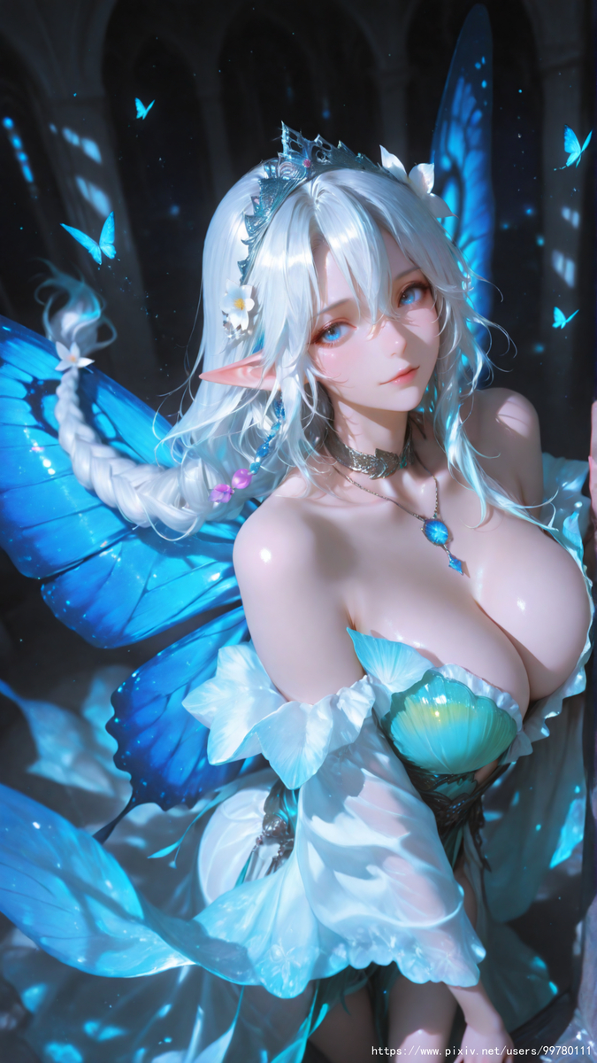 图片[8]-银发蝶翼，跃动的幽蓝倩影part1-pixiv插画-作品交流服务