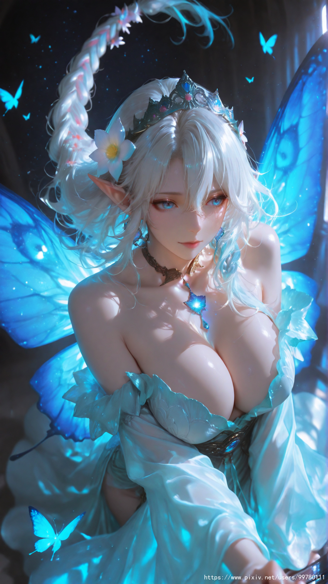 图片[9]-银发蝶翼，跃动的幽蓝倩影part1-pixiv插画-作品交流服务