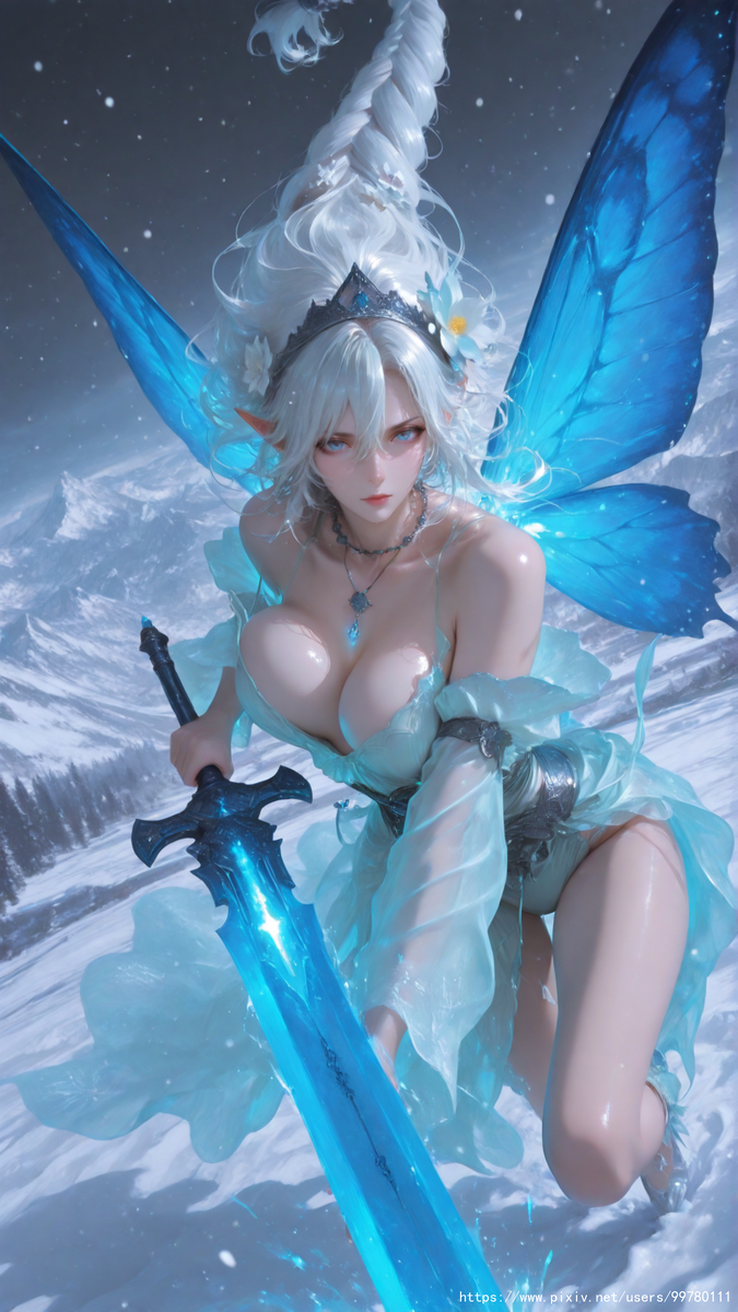 图片[10]-银发蝶翼，跃动的幽蓝倩影part1-pixiv插画-作品交流服务